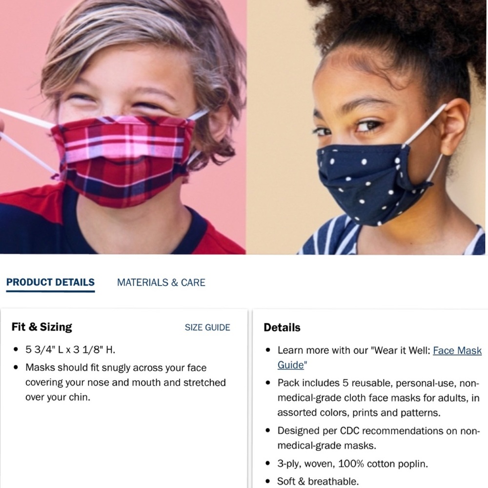 2 Pk Triple Layer Protective Face Mask for Kids 4+ - Picture 4 of 5